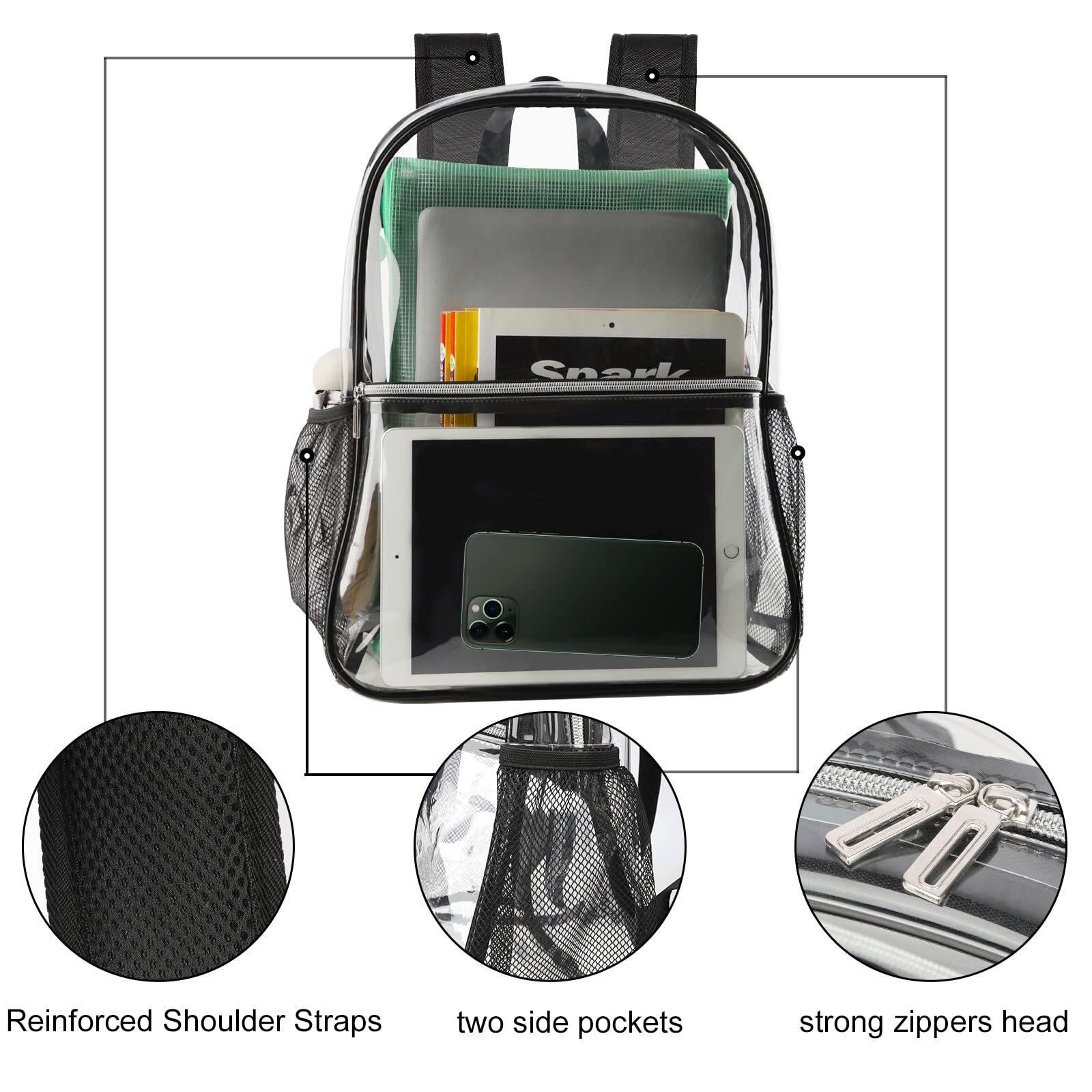 Clear Backpack Heavy Duty TPU Transparent Backpack for SportsWorkSecurity Tra…