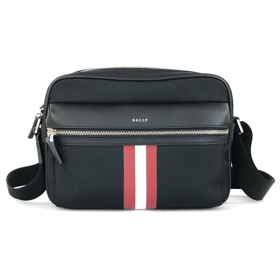 BALLY Authentic shoulder bag in nylon and leather black 18.5×26cm w/dustbag