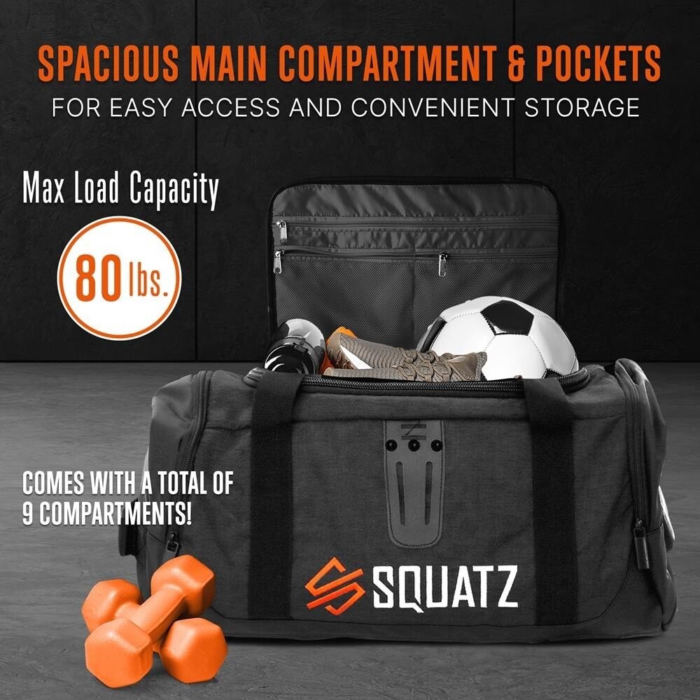 SQUATZ Foldable Overnight Bag-Compartments Unisex Tear Polyester Handle/Strap