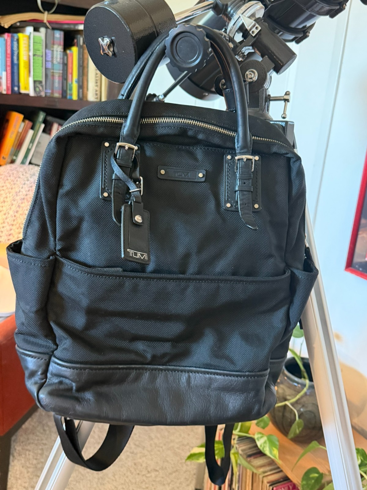 Tumi Backpack Briefcase Ballistic Nylon and Leather Black Used
