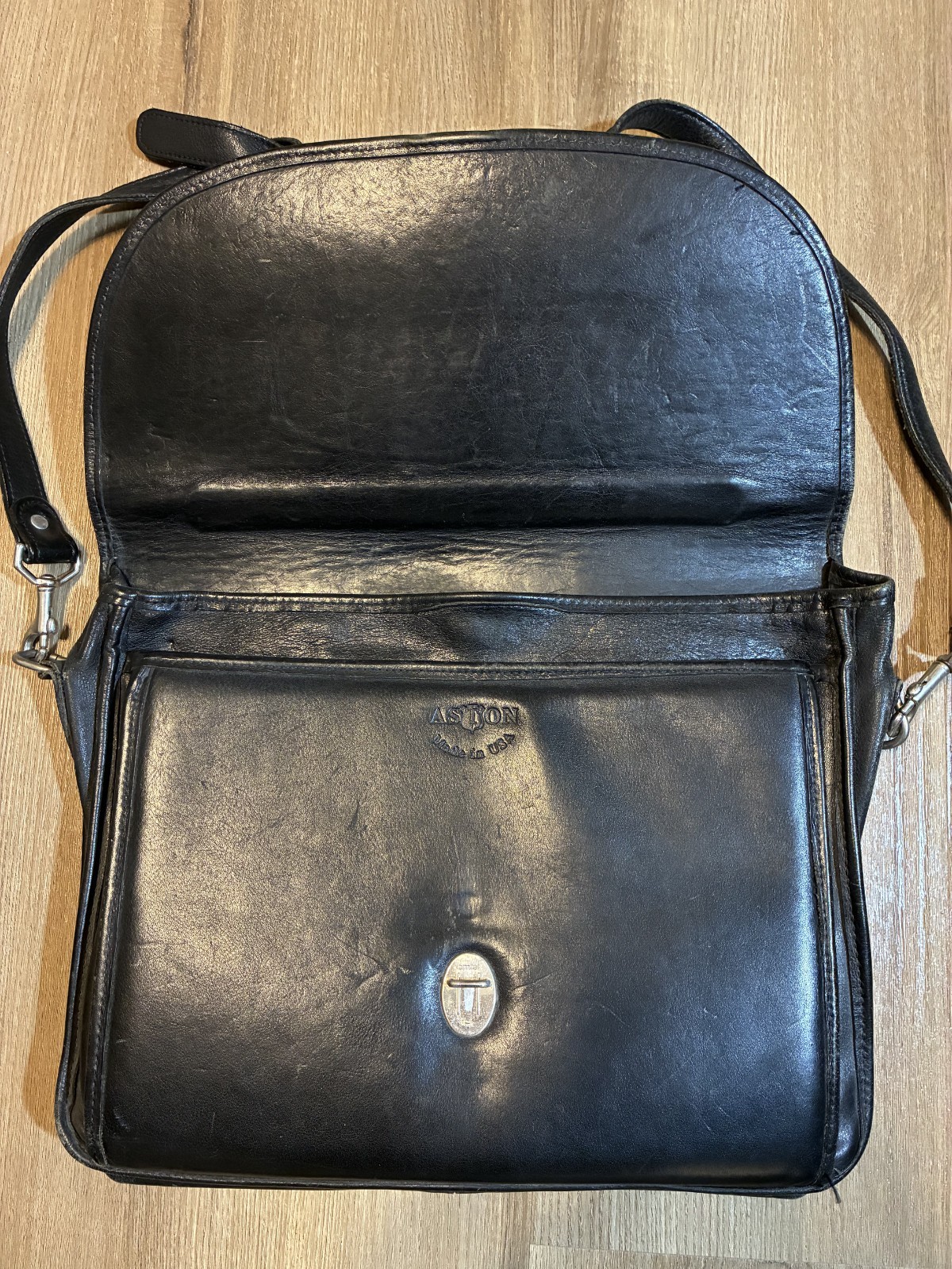 Aston Leather Briefcase, Black, 15 inch, Made in USA
