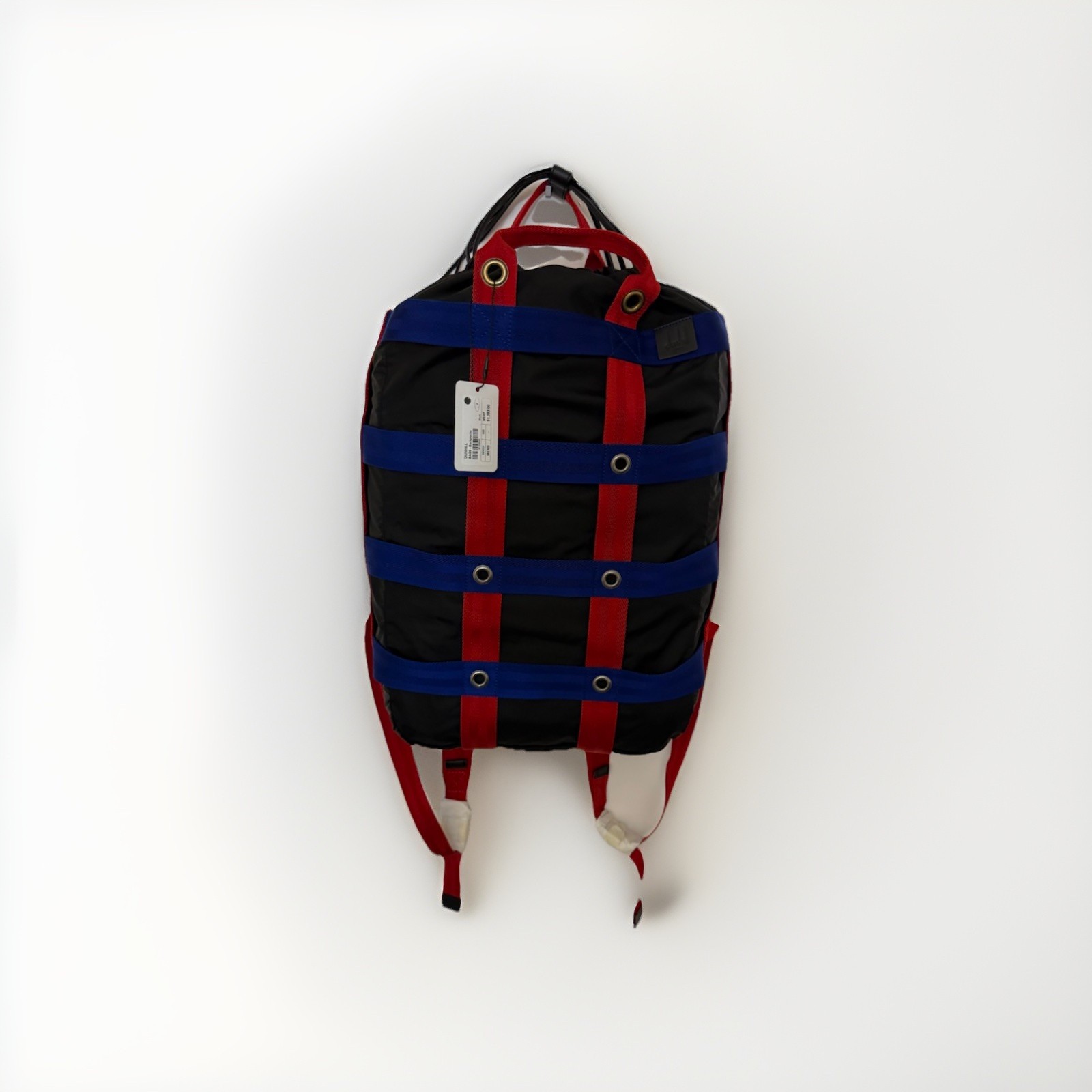 NWT $1083 Dunhill Black – Blue Backpack with red Straps Made in Italy.