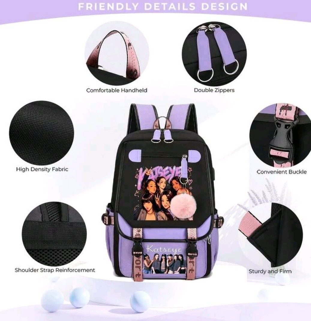 Katseye Backpack Outdoor Travel Backpack Double Shoulder Bag Daypack School Bag