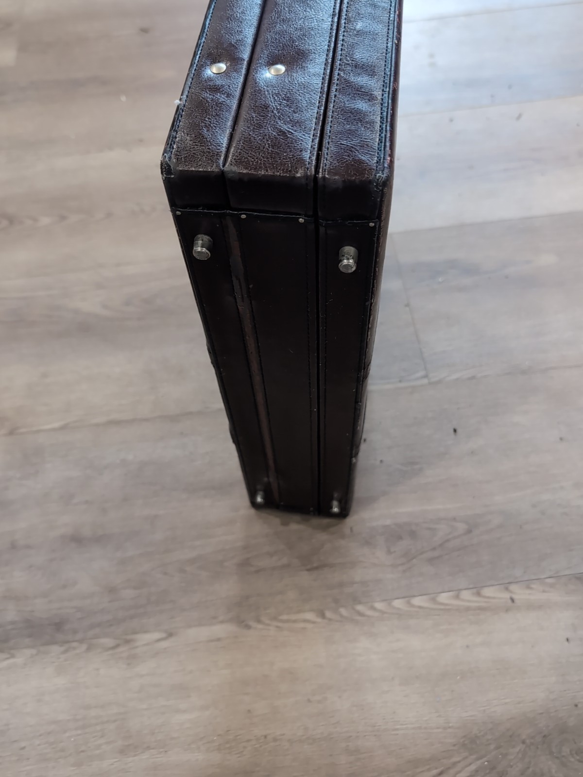 Top Grain Leather Combination Lock Briefcase- Burgundy