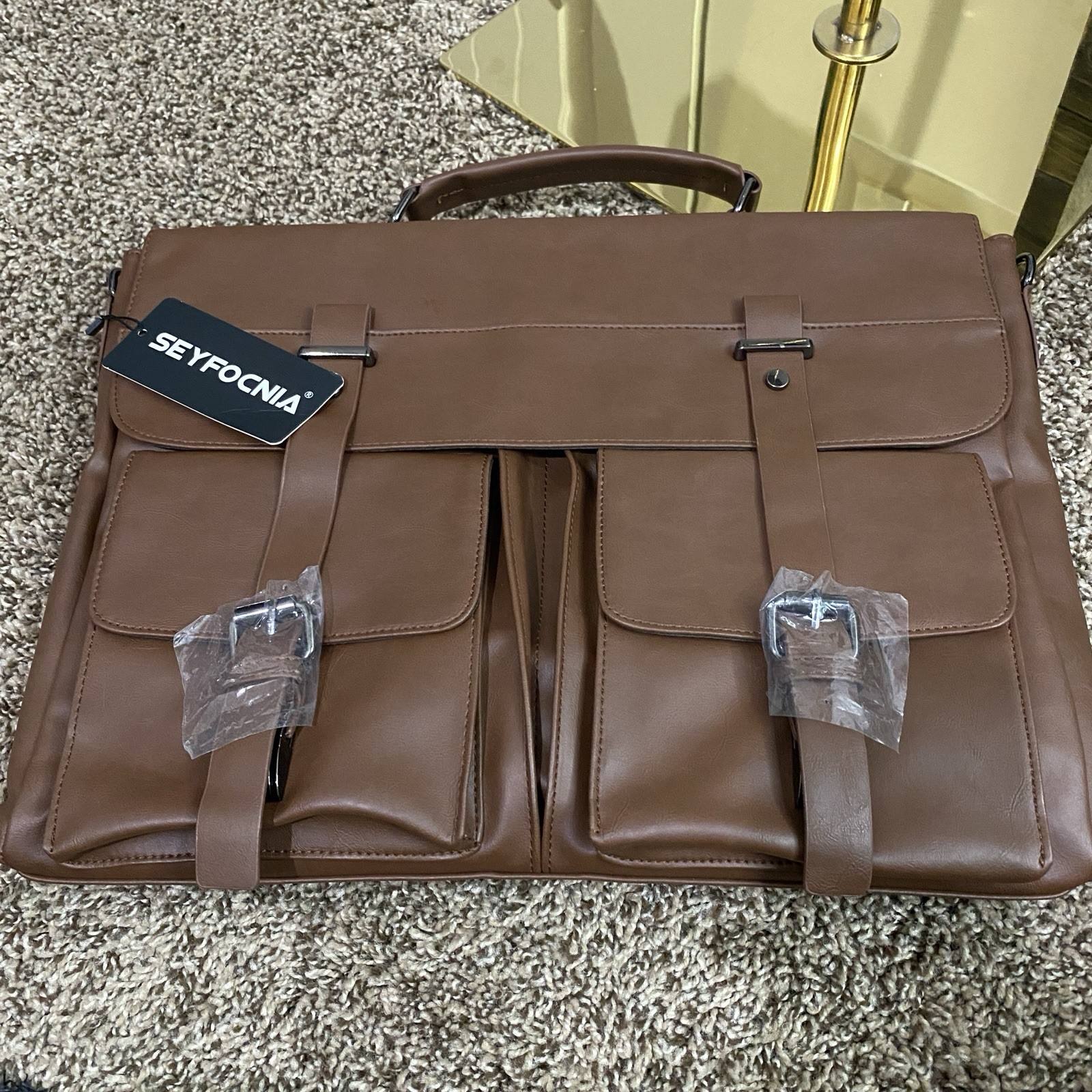 SEYFOCNIA Large Leather Messenger Bag New with Tags!