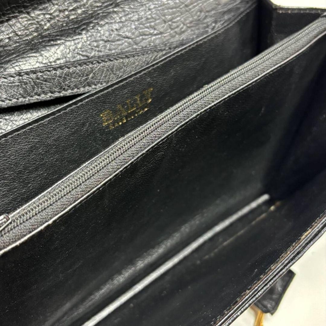 Authentic BALLY Black Ostrich Leather Clutch Bag 19cm x 26cm Excellent Condition