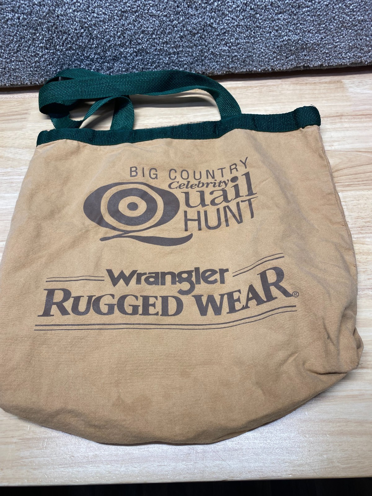 WRANGLER Rugged Wear Tote Bag Brown Green Made in USA by Admanco Western Cowboy