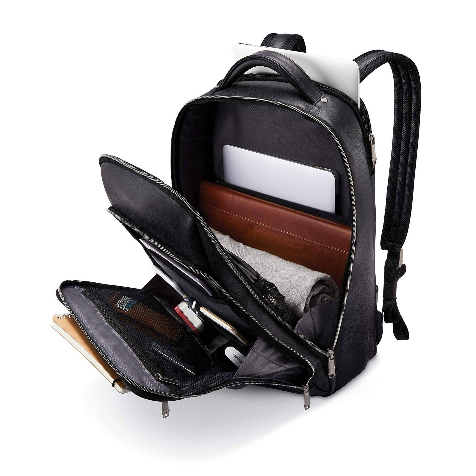 Samsonite Men’s Black Backpack Zip Top Handle Padded Luggage Sleeve Strap