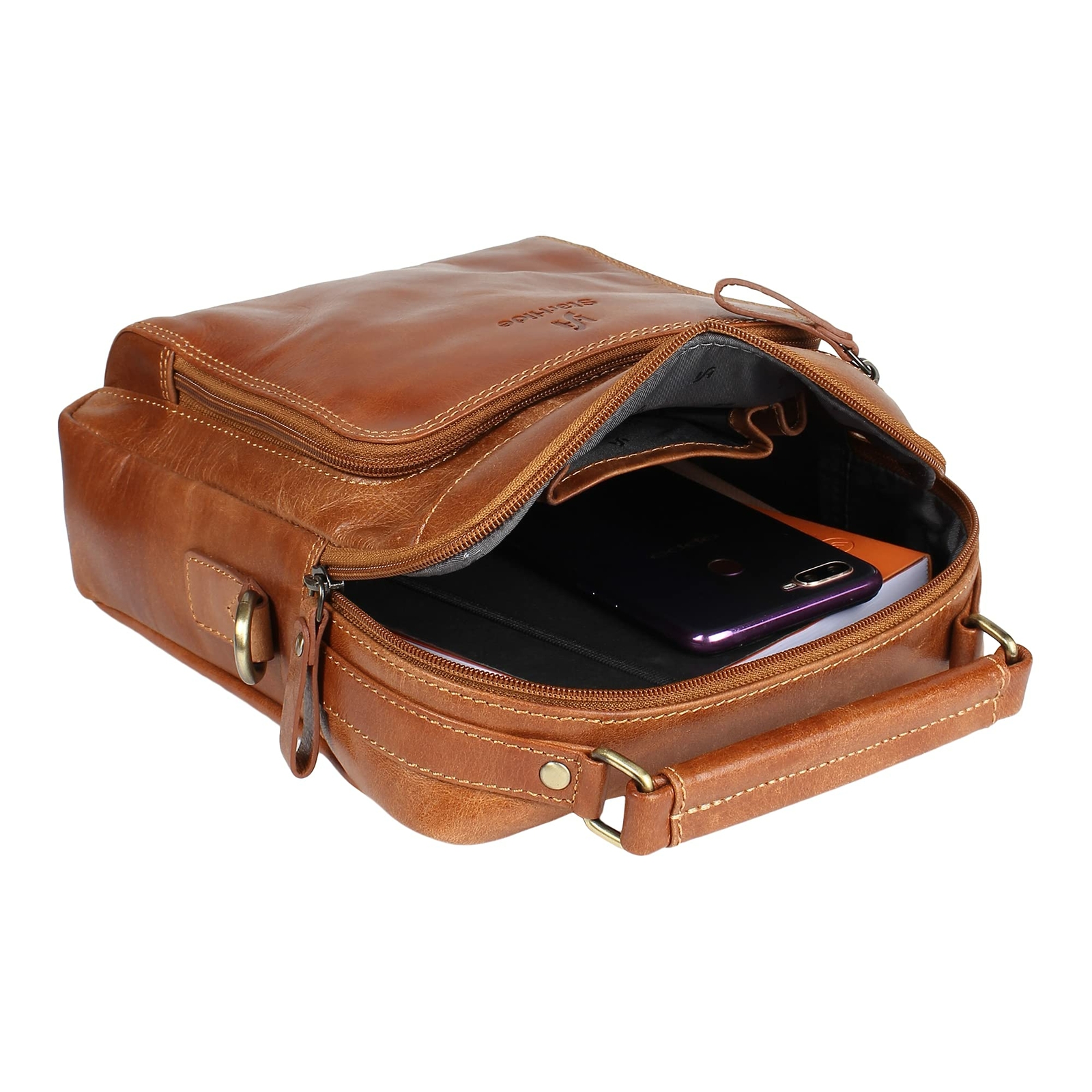 StarHide Unisex Oil Tanned Genuine Leather Travel Messenger Bag For Ipad Tablet