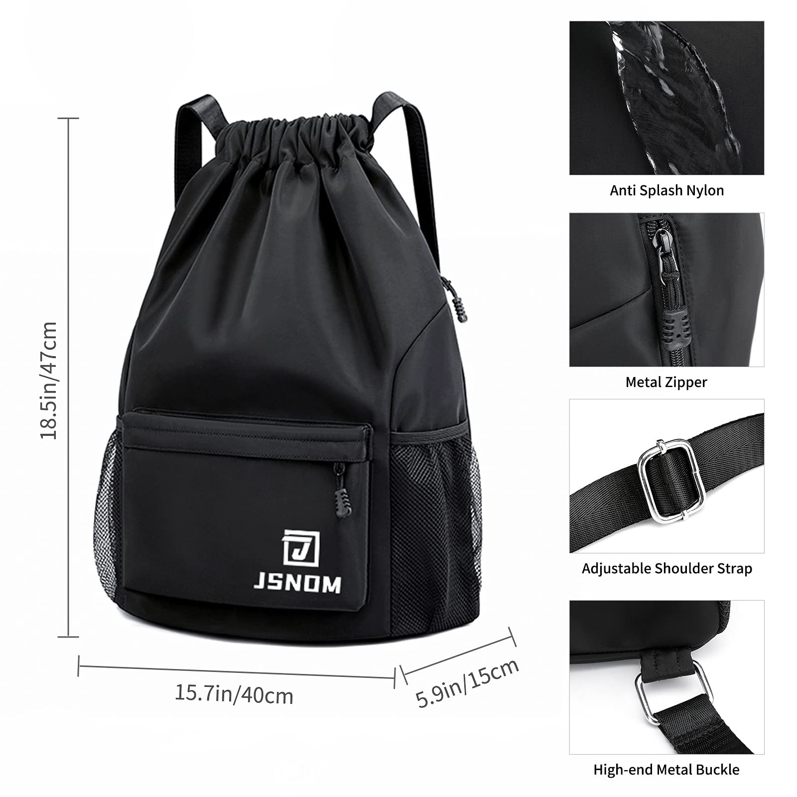Drawstring Backpack 40x15x47CM Lightweight Gym Bag for Cycling Swimming