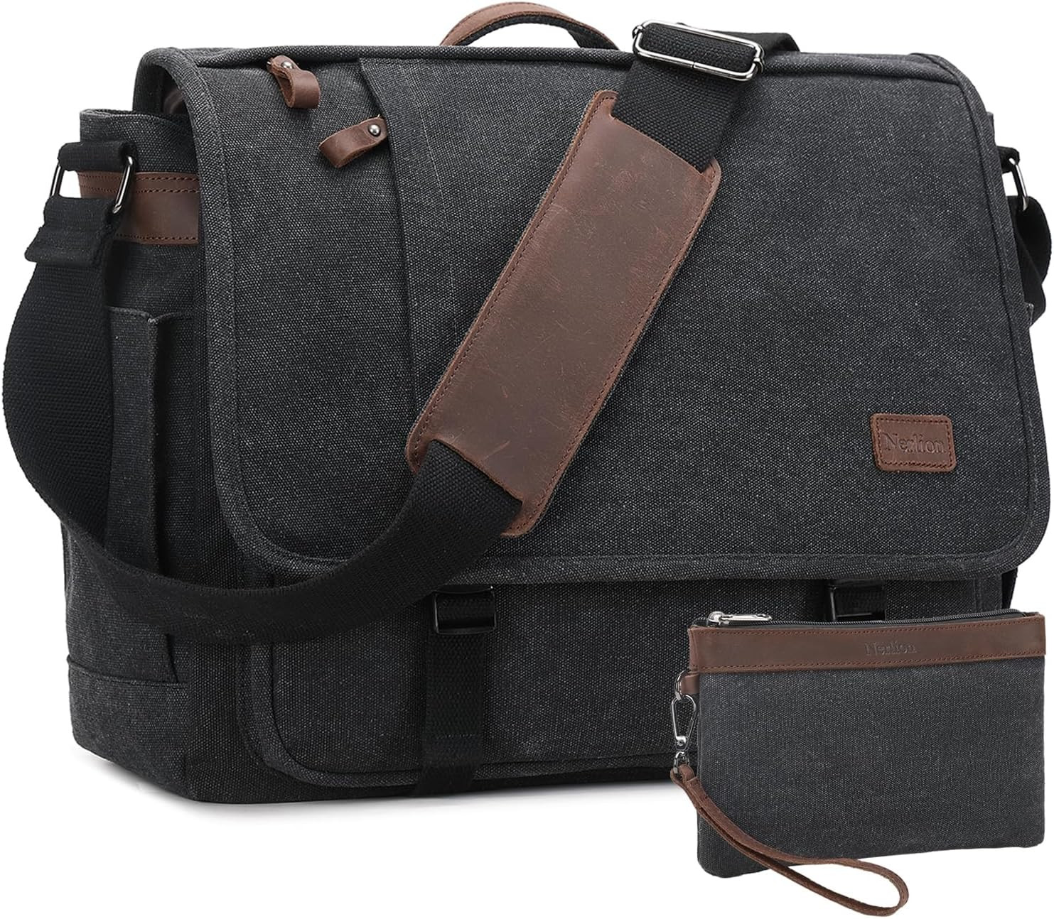 Nerlion 17-17.3 Inch Water-Resistant Messenger Bag for Men – Dark Gray