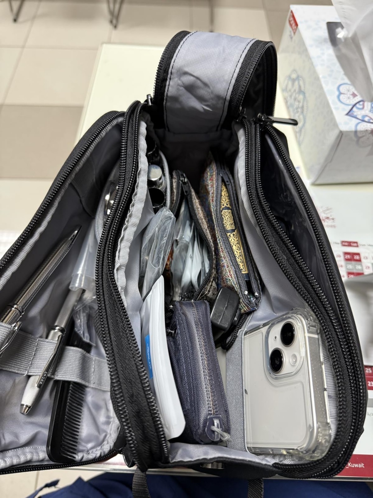 Mens Toiletry Bag with Zipper PU Leather Case Organizer Portable Travel Dopp Kit