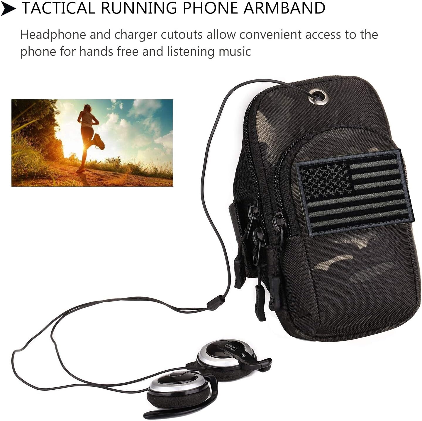 Men Outdoor Sports Running Phone Armband Wrist Holder Tactical Molle Arm Pouch