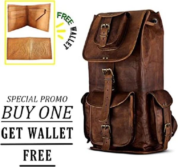 16″ Vintage Full Grain Distressed Real Leather Laptop Rucksack Daypack PL1-1.54