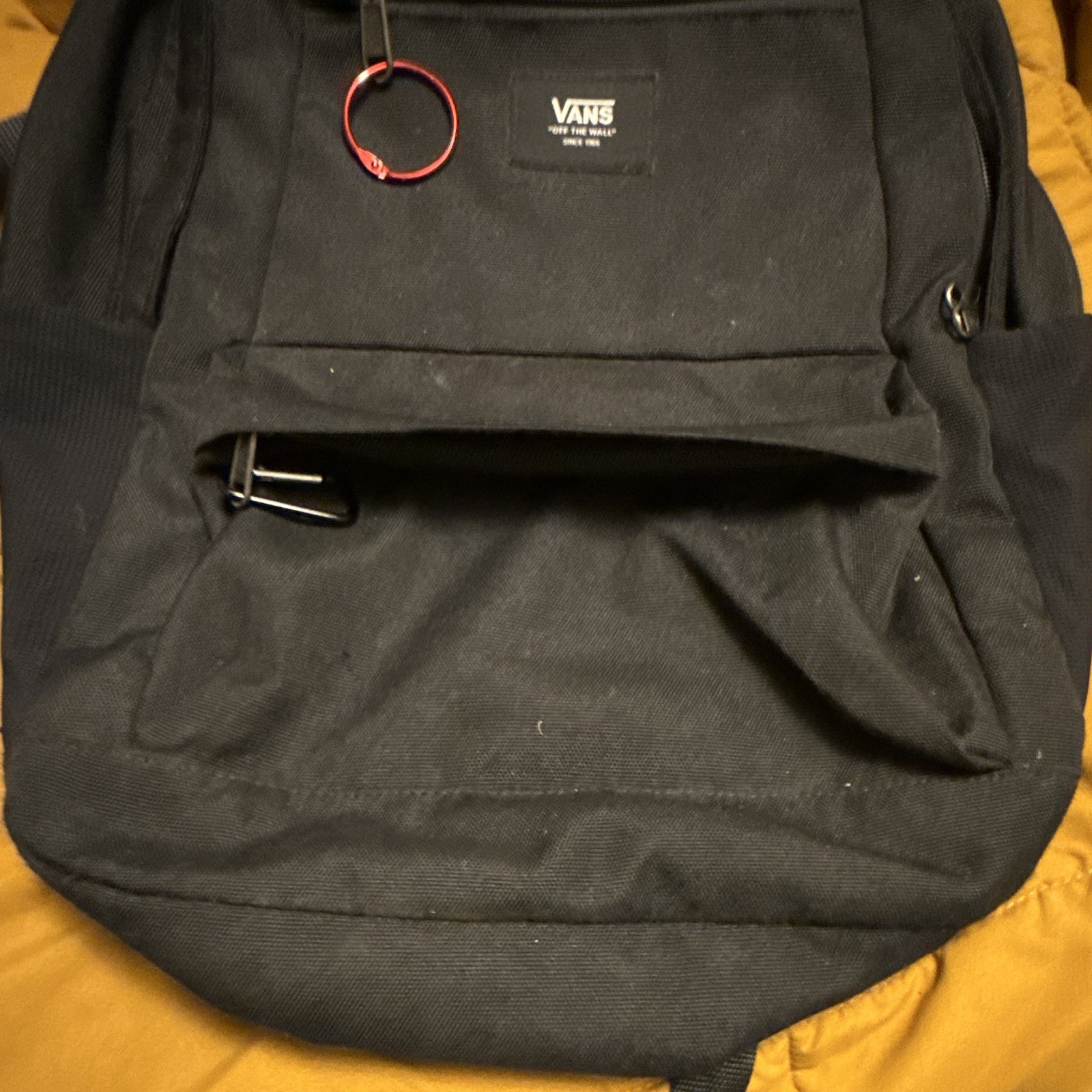 VANS Off The Wall Black Backpack Zip Adjustable Straps Pockets Unisex Adult