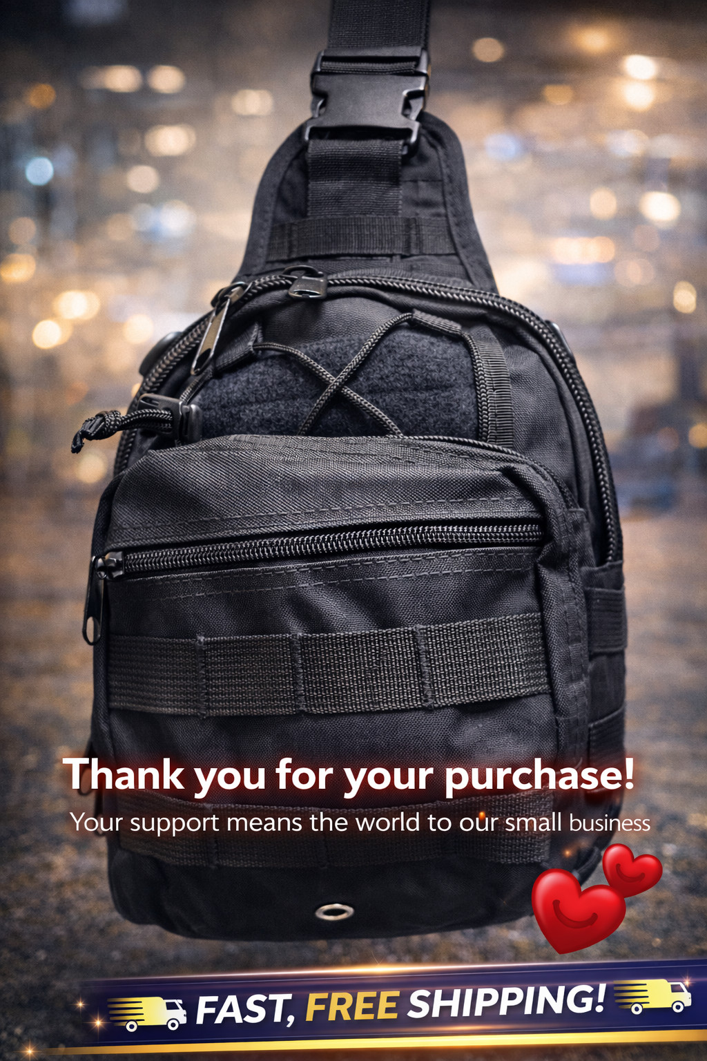 Backpack Tactical Sling Bag Chest Shoulder Body Molle Day Pack Pouch Black