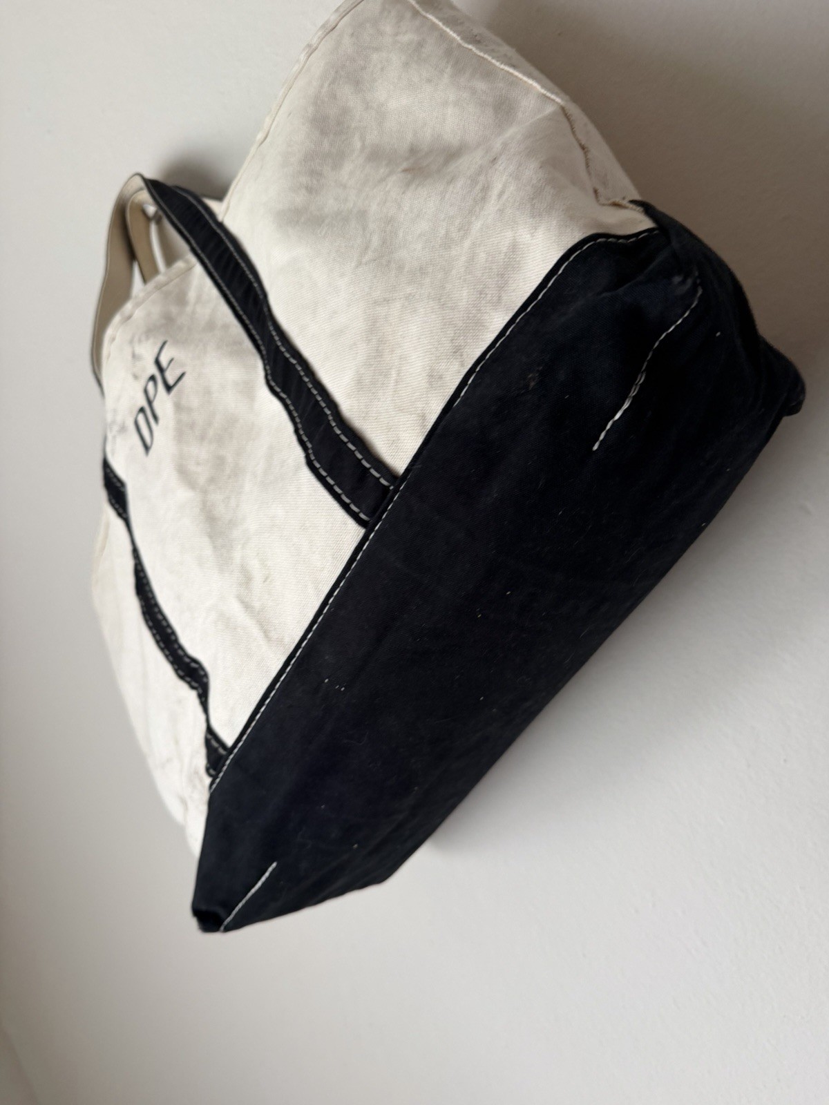 Vintage LL Bean Canvas Tote Bag White/ Black Made In USA