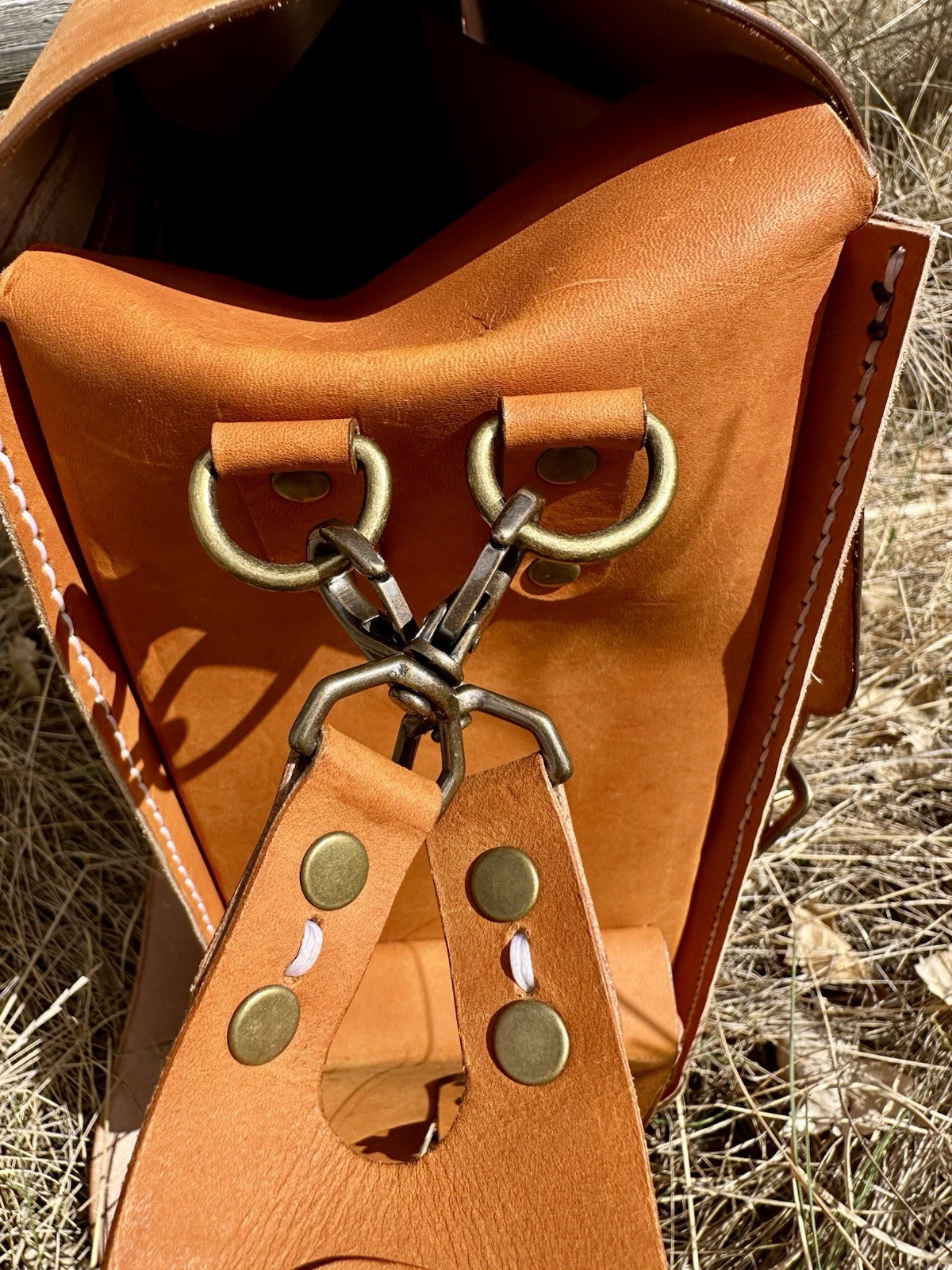 Leather Backpack. Handmade Tan Rucksack Style. 17×11.5×6 inches.