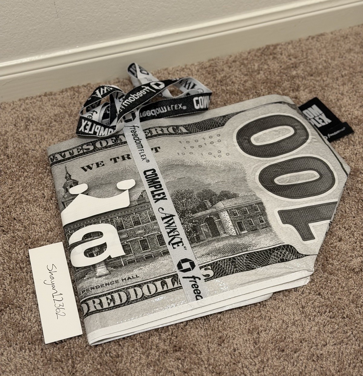 Complex X Awake OG 100 Dollar Bill Tote Bag AWAKE Collab Chase Bank *Brand New*