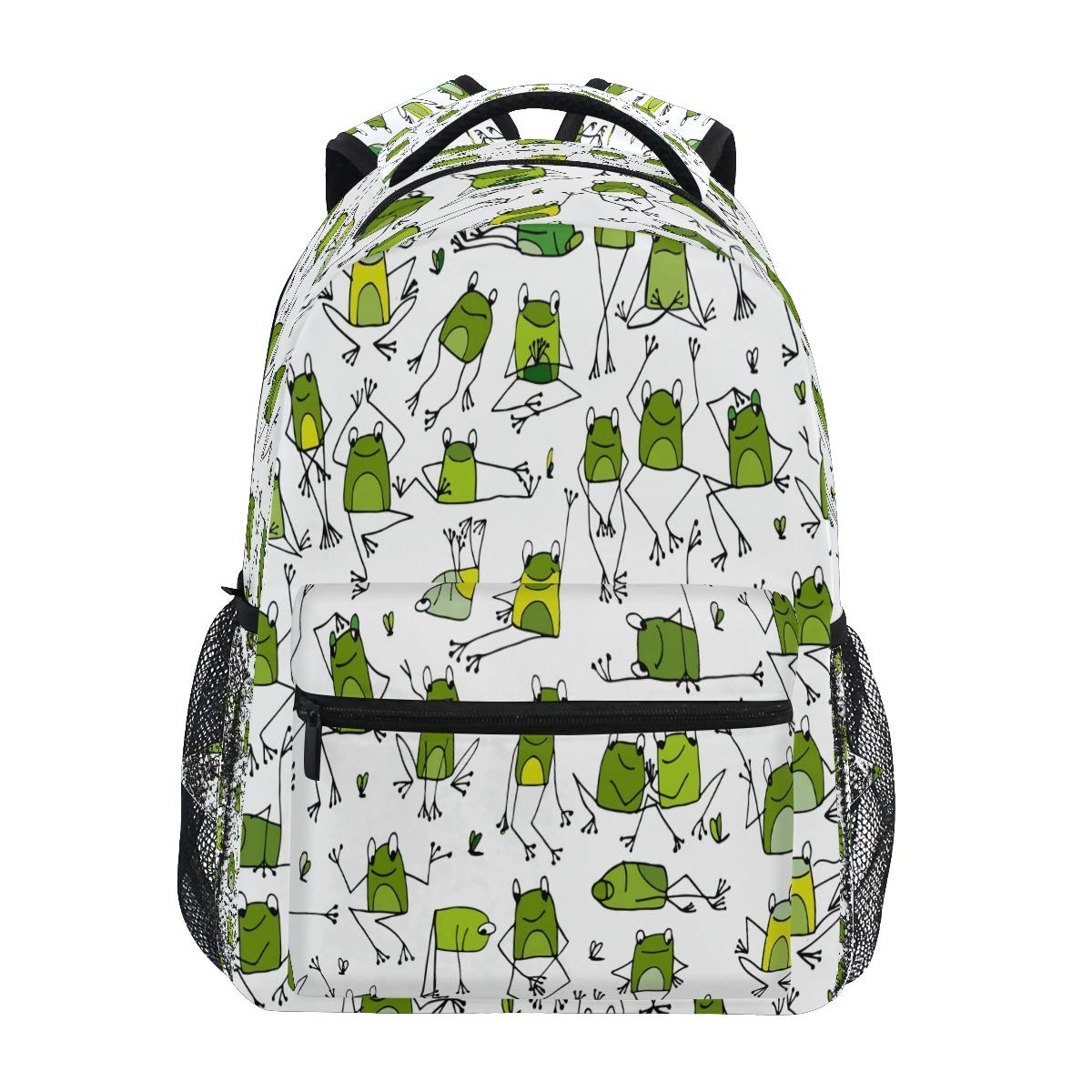 Funny Frogs Pattern Print Backpack, Water Resistant, School, Travel, Bookbag