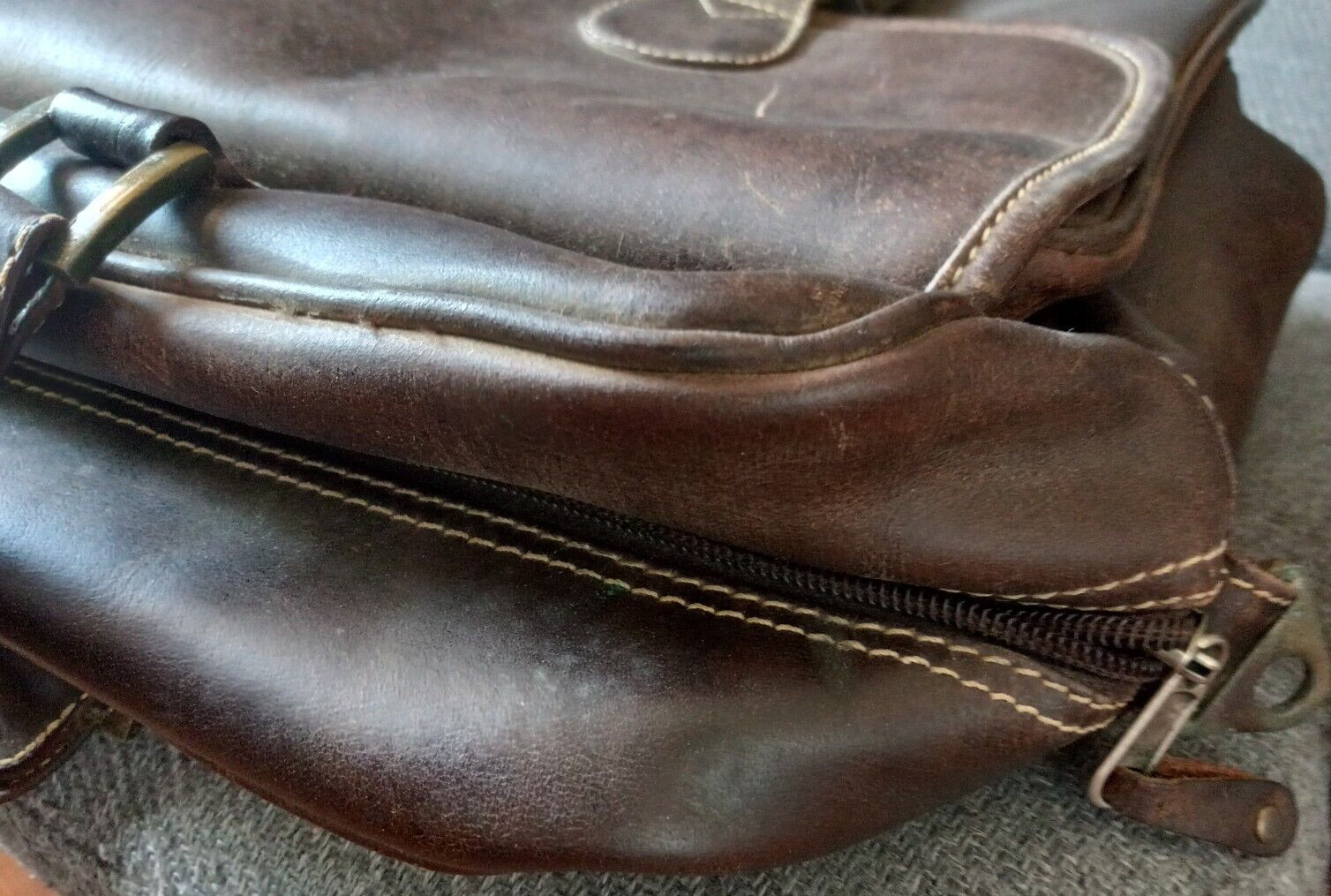 Leather Briefcase Bag Canyon Outback Brown Large Vintage India