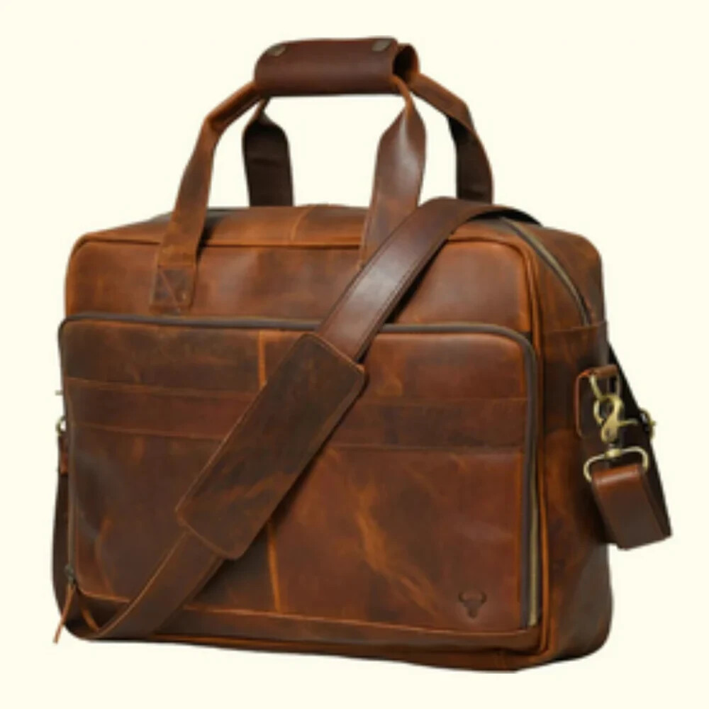 $460 James Leather Cleveland Leather Business Laptop Bag | Bourbon | 16″x12″x5″