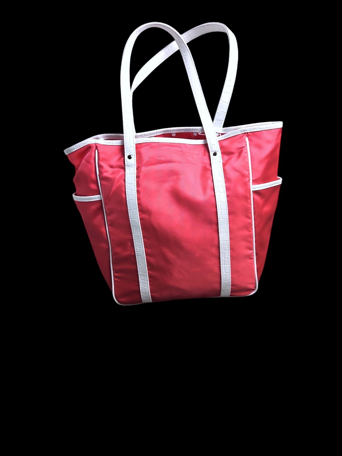 Nordstrom’s Womens Pink Summer Fashion Beach Bag~ Plastic Polka Dot Liner