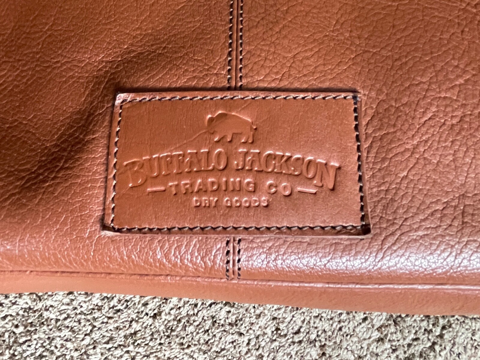 Buffalo Jackson Trading Co. Leather Briefcase Satchel Messenger Bag Conac Brown