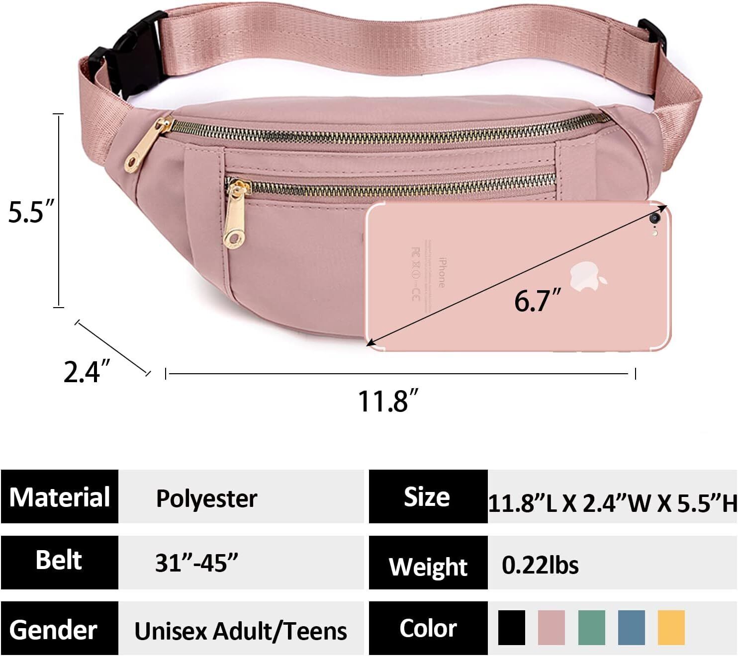 Men Women Sport Casual Pack Waist Bag Fanny Pack Crossbody Bag Shoulder Purse