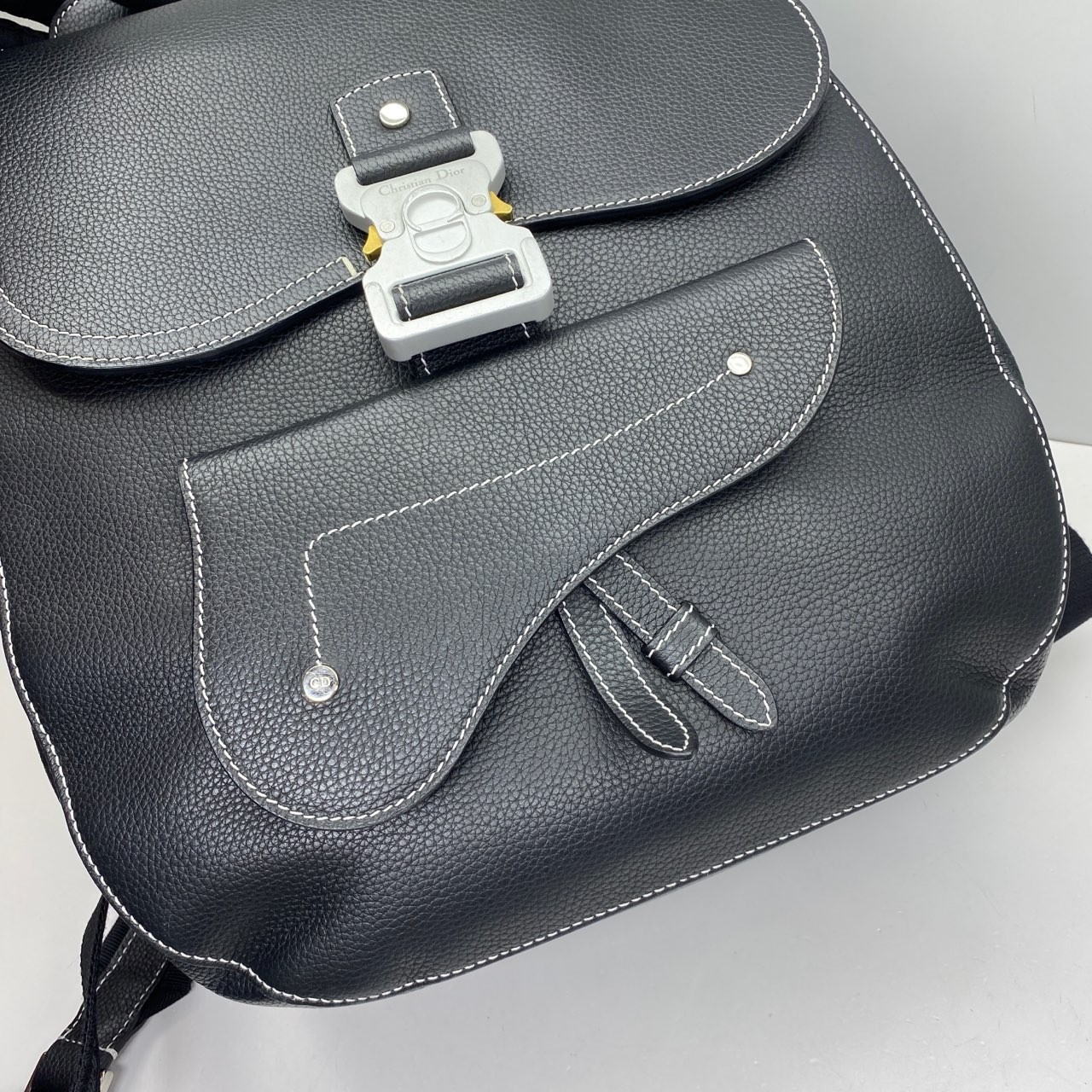 Dior Pre-Owned Authentic Gallop Black Leather Backpack 40x28x12cm