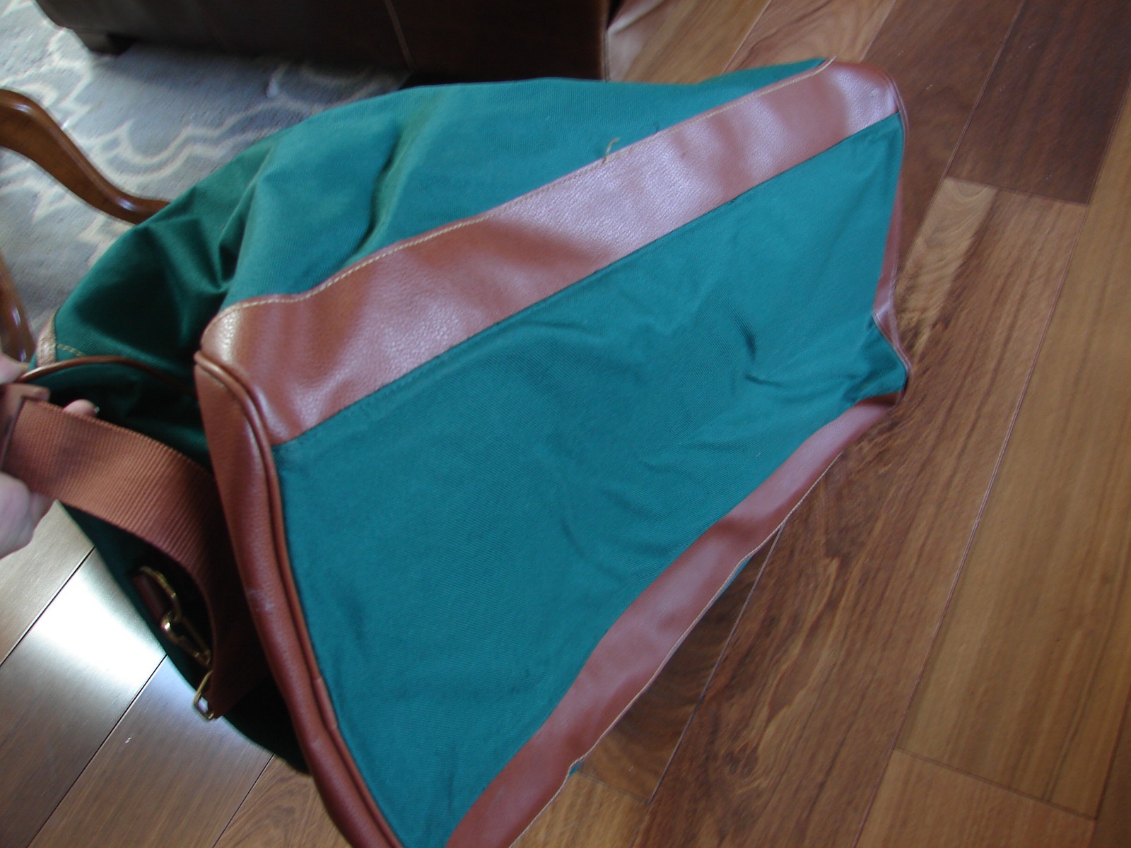 Vintage Polo Ralph Lauren Green Canvas Duffle Bag Large 21x12x11