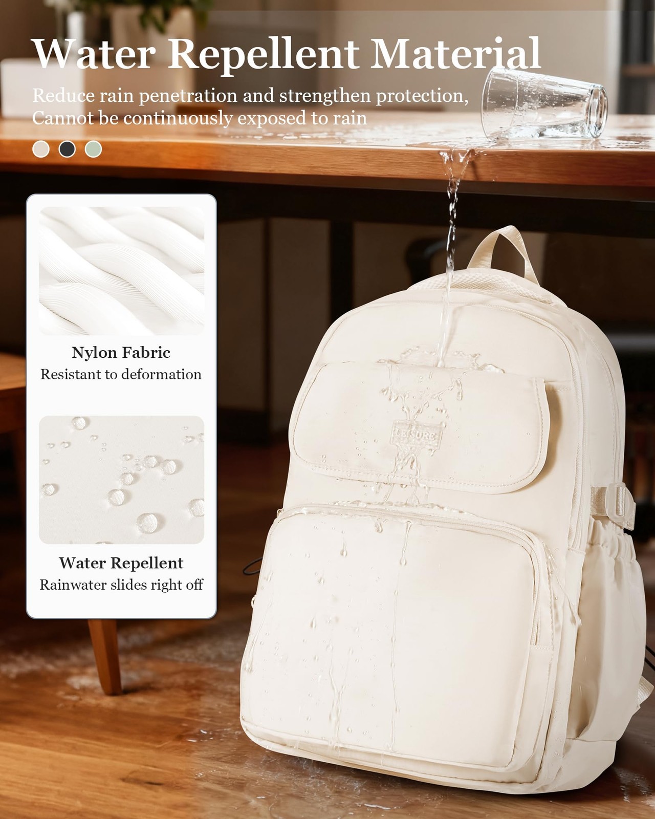 White Cute Middle School Backpack Teen Girls Waterproof Travel Laptop Bookbag