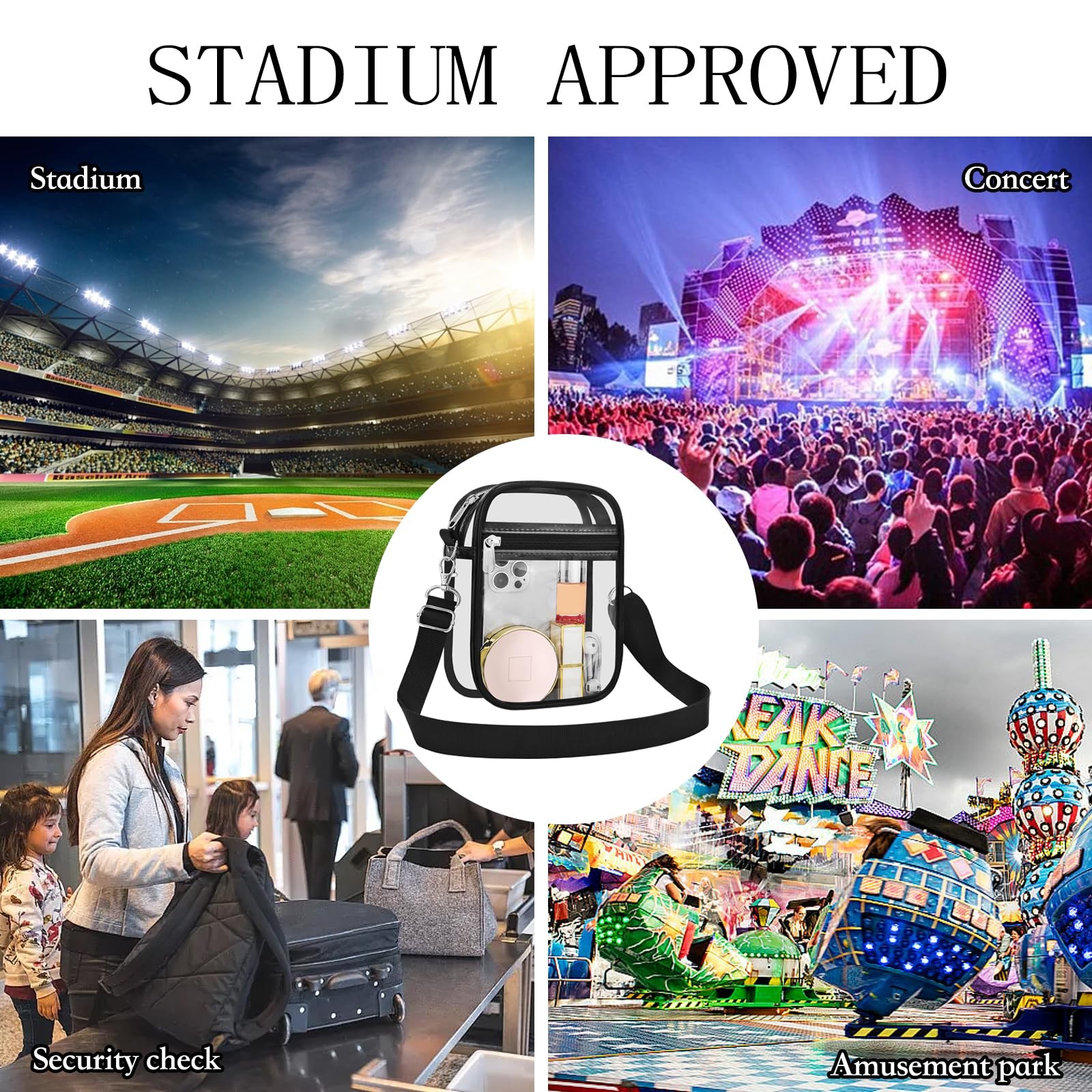 Clear Purse Stadium Transparent Messenger Bag Stadium Approved for Men and Wo…