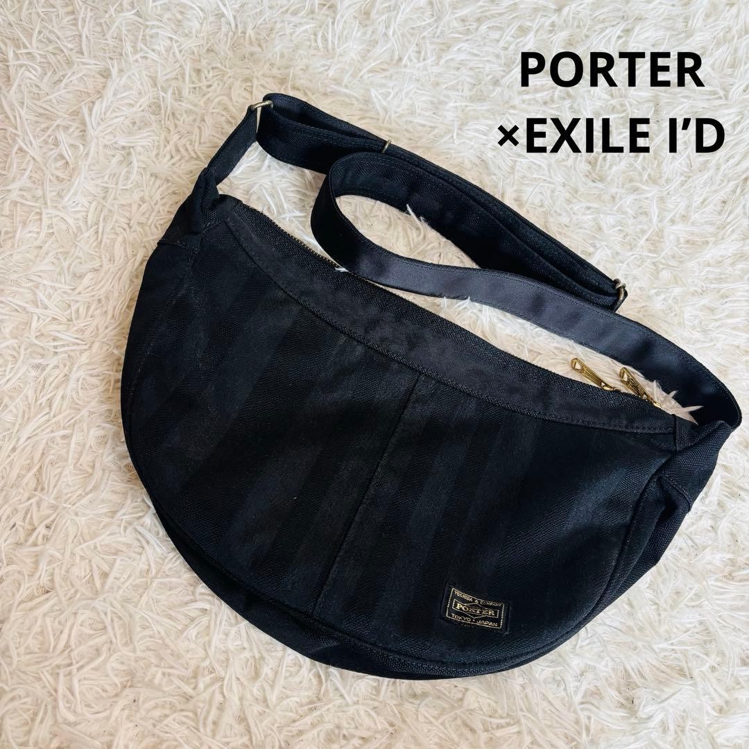 Authentic PORTER x EXILE iD Shoulder Bag Black Men’s Leather 23cm x 39cm x 9cm D
