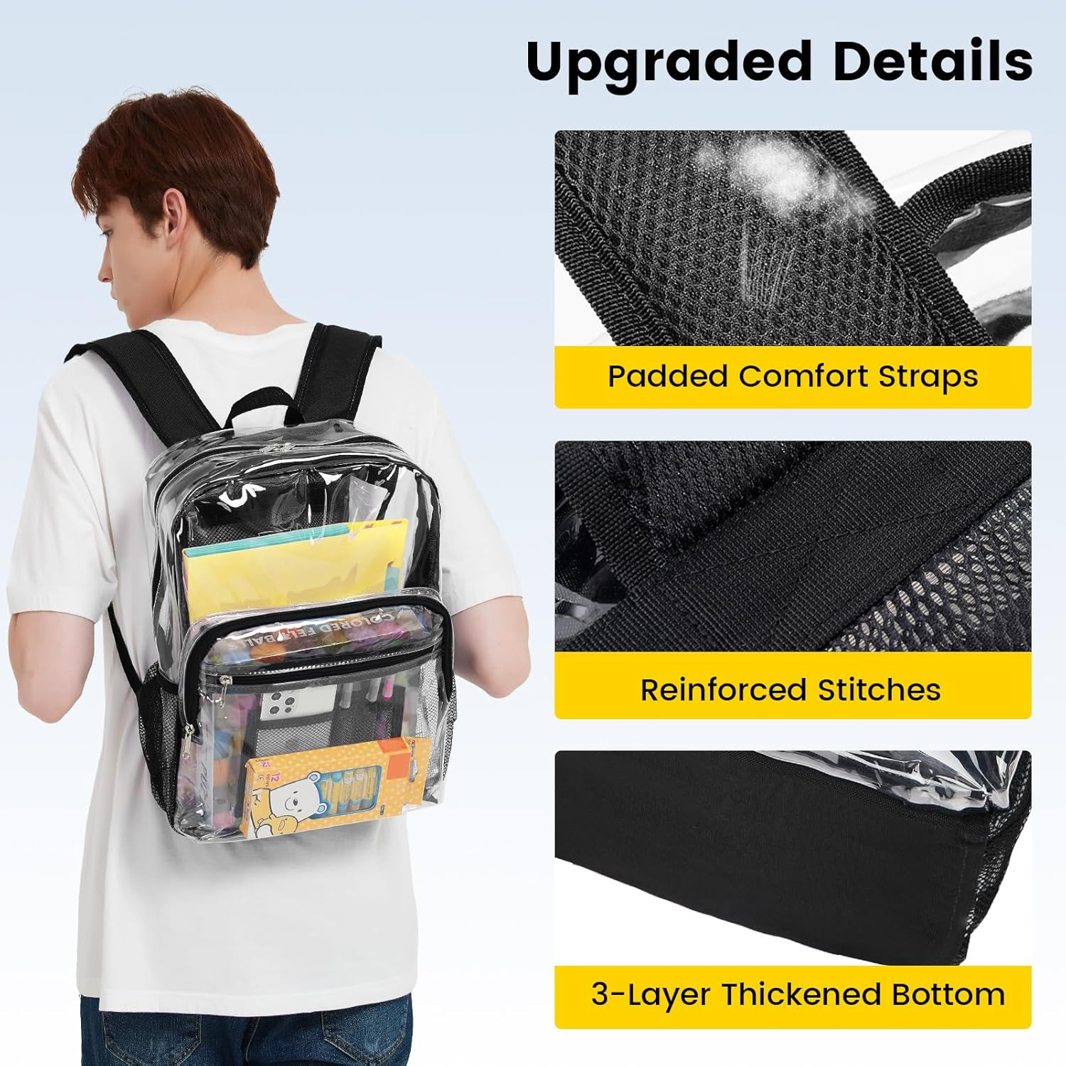 Clear Backpack Heavy Duty – Clear Bookbag Large See through Backpack Plastic Tra