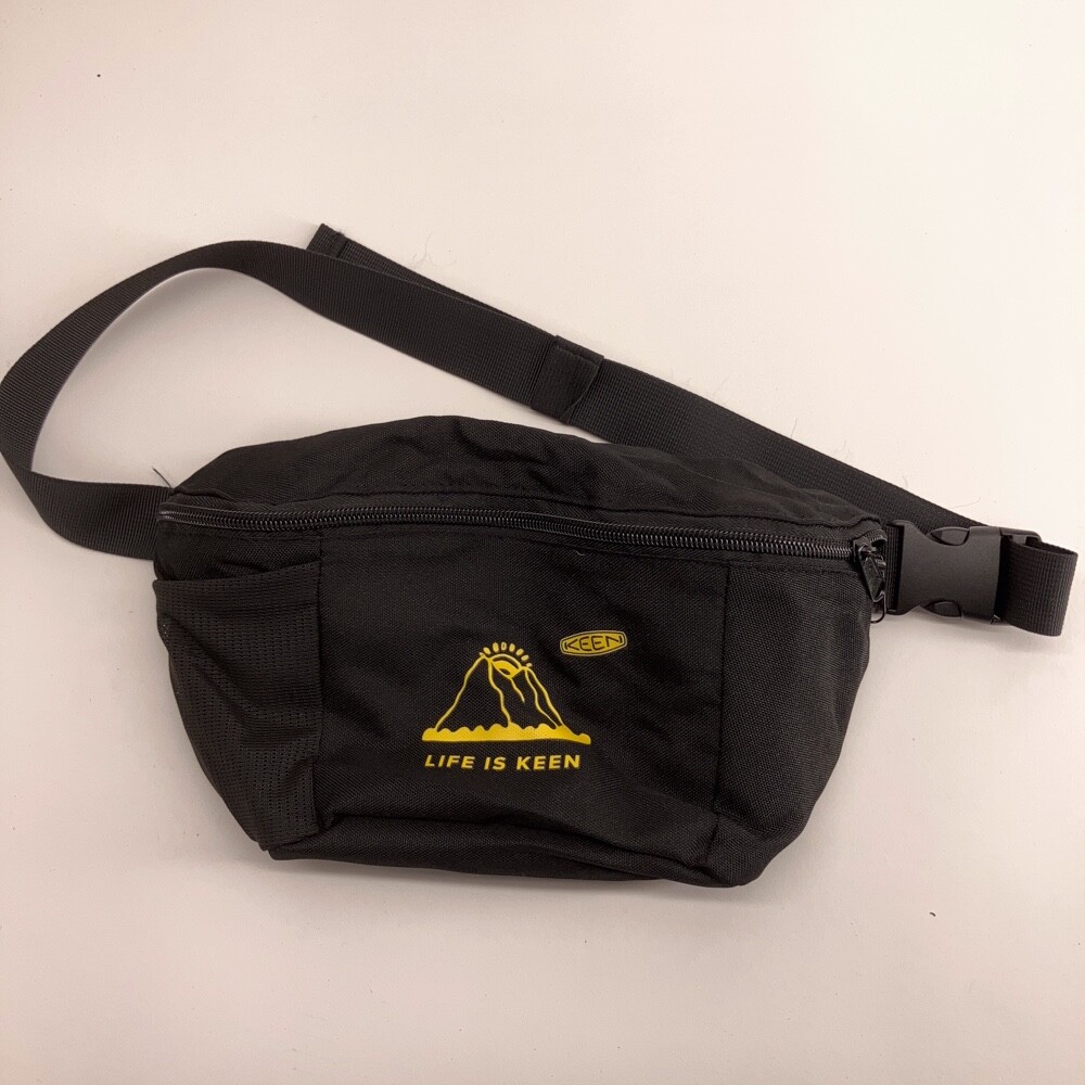 KEEN life is KEEN black waist pack bum bag yellow mountain sun logo