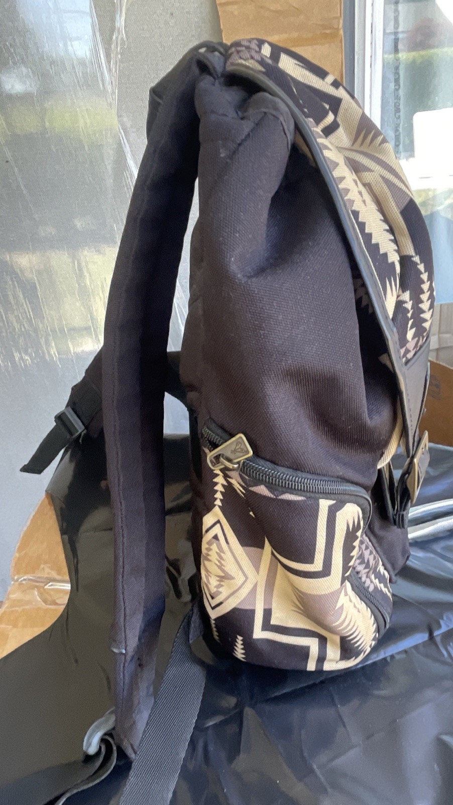 Pendleton Harding Black Canvas Leather Backpack Western Design