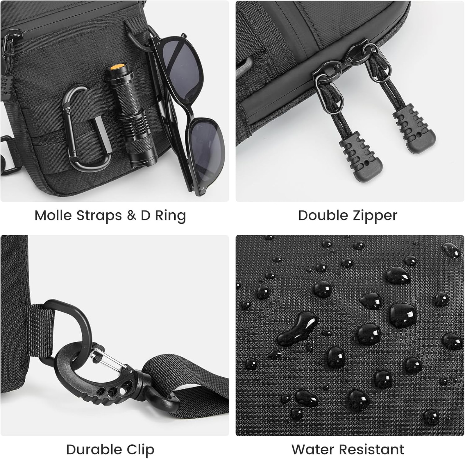 Small Crossbody Sling Bag Water Resistant Nylon Men Women Compact Tactical Chest