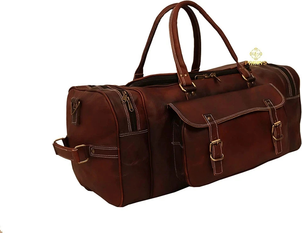 Bag Leather Duffle Travel Men Luggage Gym Vintage Genuine Weekend Overnight New
