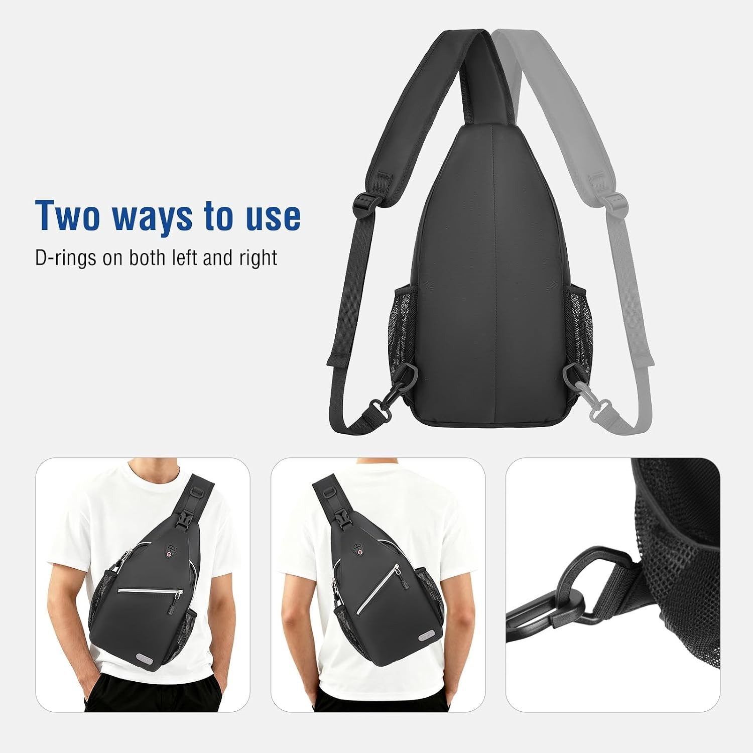 Lightweight Black Sling Backpack for Men – Ideal for Hiking and Casual Travel