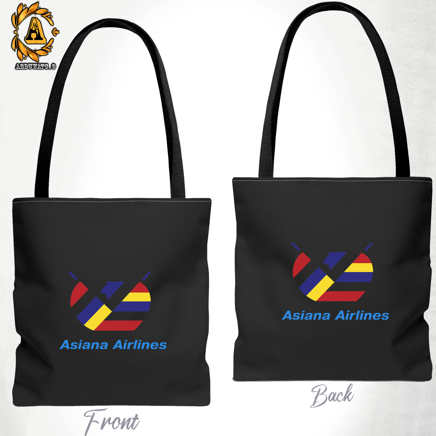 Asiana Airlines Logo Tote Bag Size 13″x13″ 16″x16″ Black/White