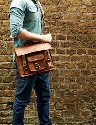 18″ Bag Leather Shoulder Men Messenger Briefcase Satchel Laptop Blogger USA