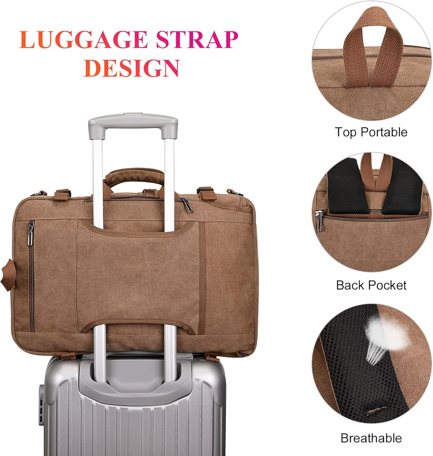 Canvas Travel Backpack for Men Large Laptop Backpack Fit 16 Inch Carry-On Airlin