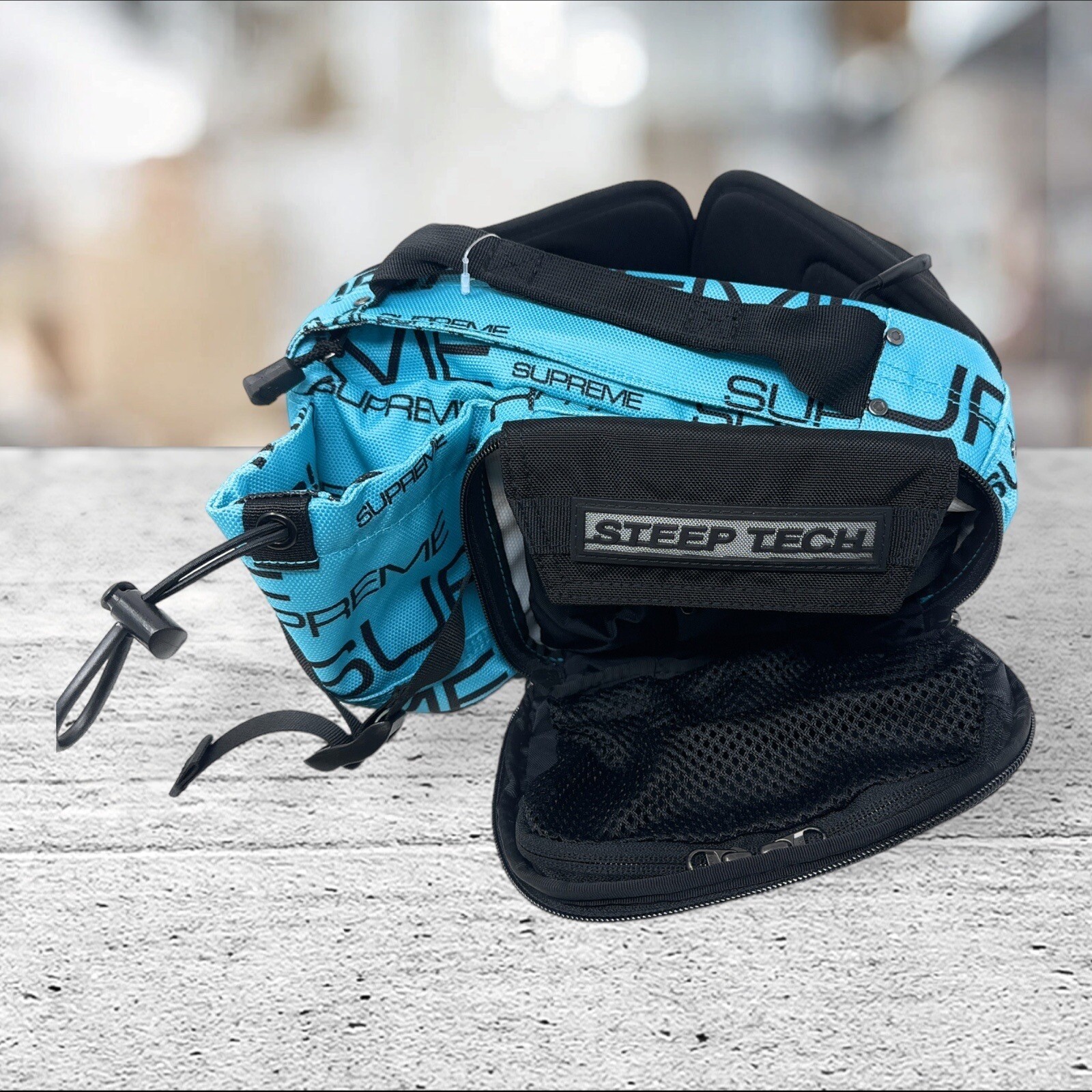 Supreme The North Face Steep Tech Waist Bag Mens OS Teal Blue Logo Print