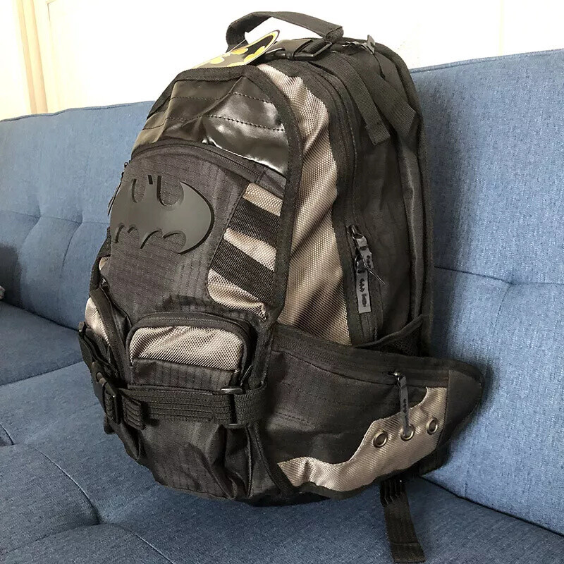 Black Knight Bat Batman Backpack Outdoor Travel Shoulder Bag Large Knapsack Gift