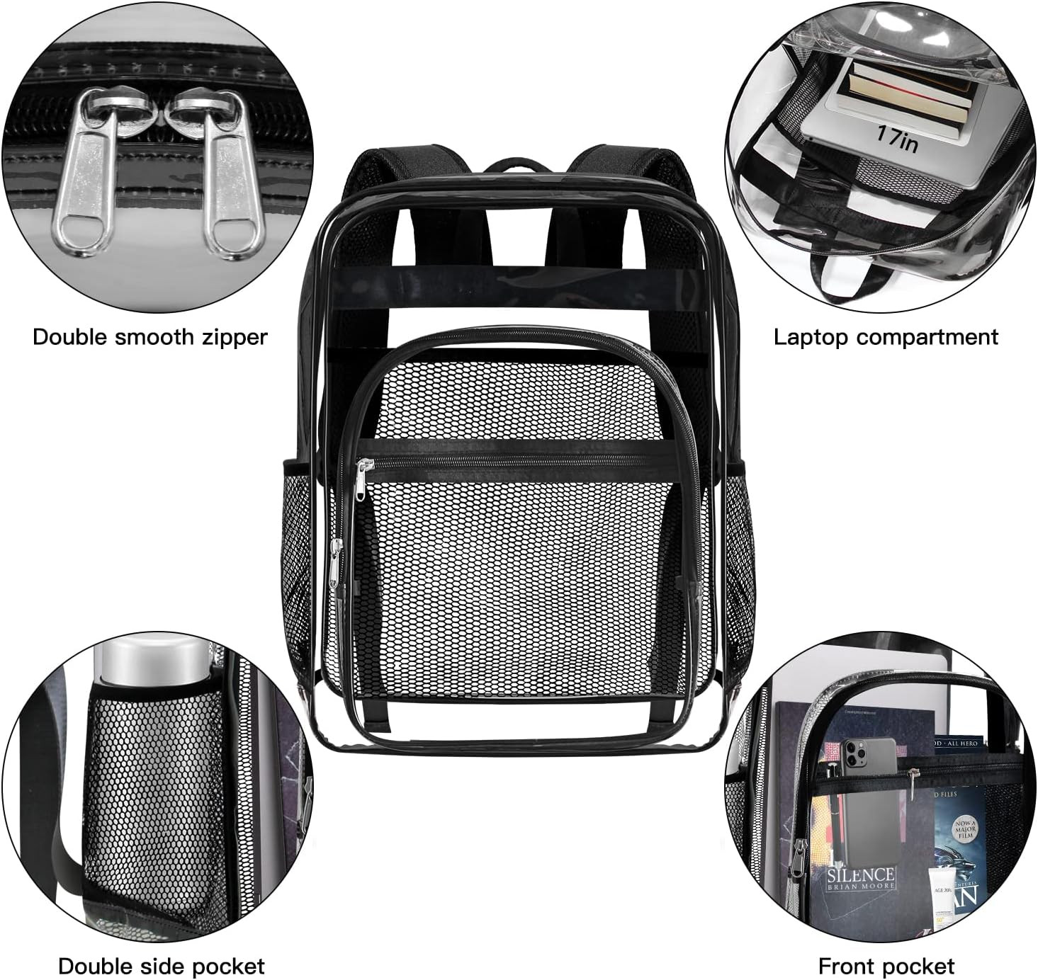 Clear Backpack,Sturdy Shape Heavy Duty Large Clear Backpack,Casual Daypacks