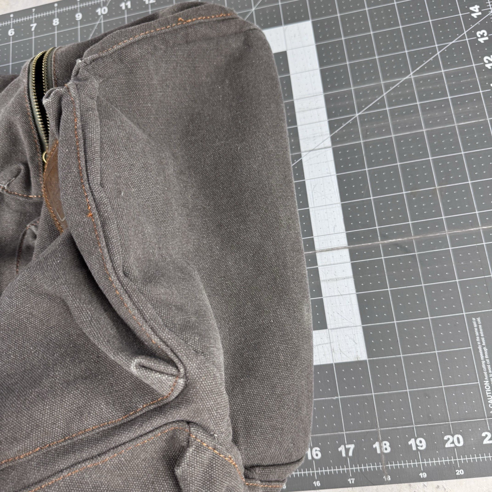 Augur Jans Canvas Backpack Gray Brown Drawstring Straps Hiking Boho READ