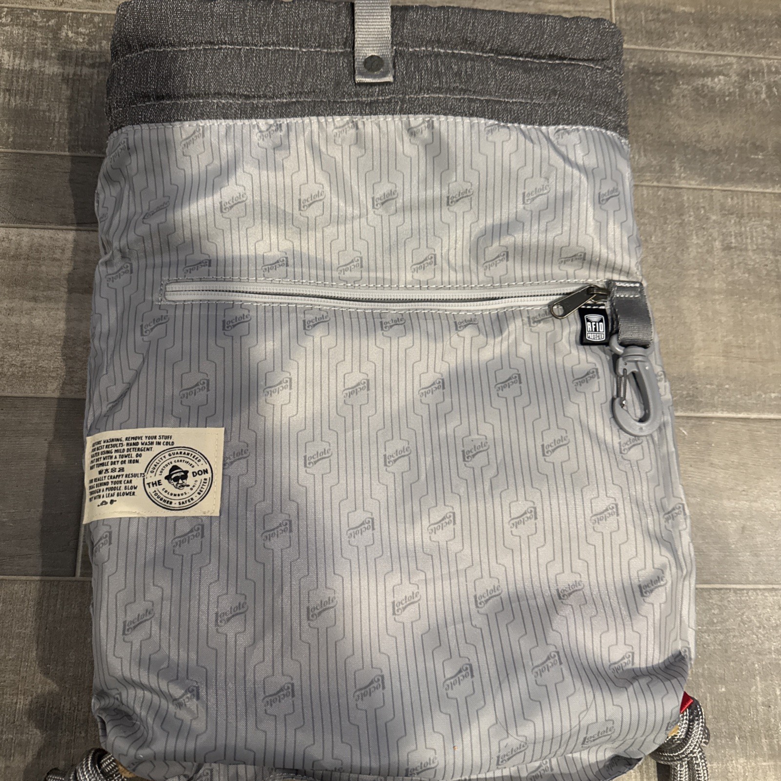 Loctote Original Flak Sack Gray Backpack Bag Loc Tote Anti-Theft