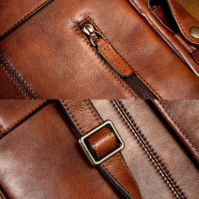 Handmade Really Cow Leather Backpack Vintage Men’s Casual Travel Bag Laptop Bag