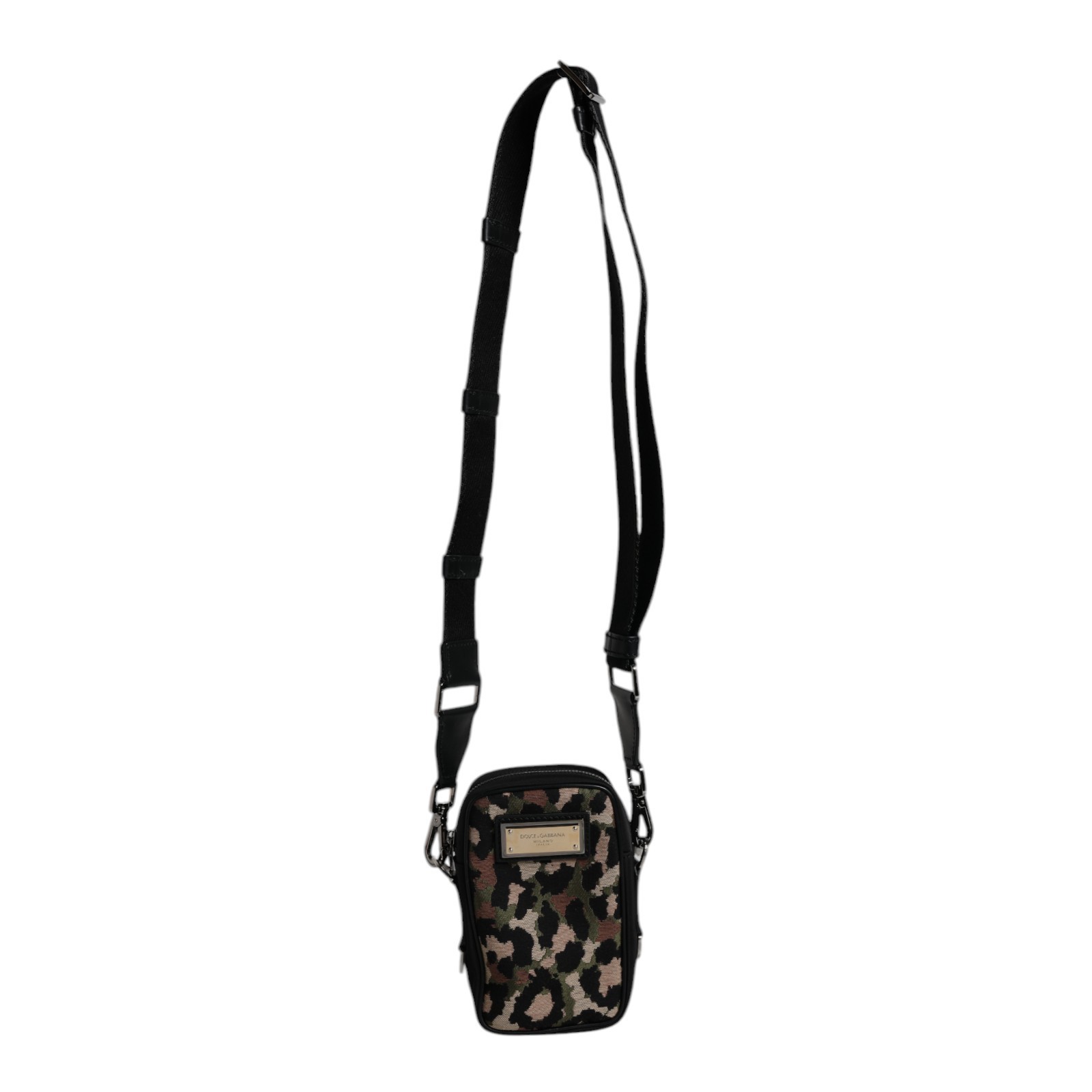 DOLCE & GABBANA Bag Multicolor Leopard Jacquard Logo Plaque Neck Strap 1460usd